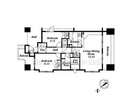 アーデル山下公園(2LDK/10階)の間取り写真