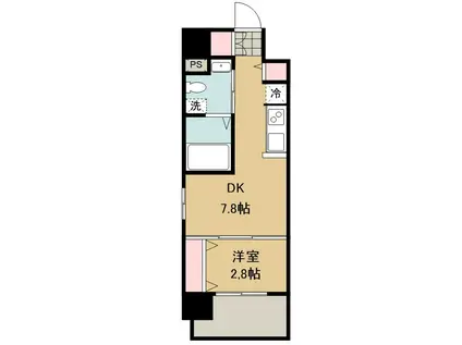 THE BLISSFUL FORT 仙台駅東(1DK/6階)の間取り写真