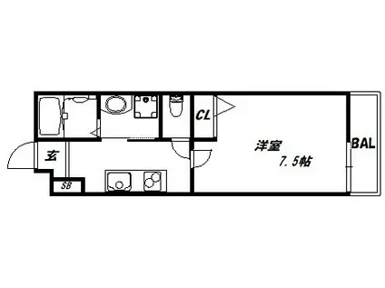 AILE岡場II(1K/1階)の間取り写真