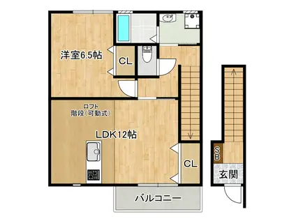 MNISON EST(1LDK/2階)の間取り写真