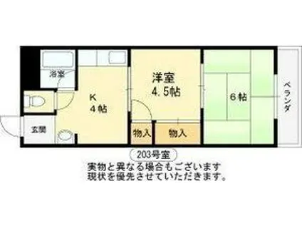 パールハイツ(2K/2階)の間取り写真