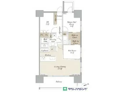 ライトテラス新宿御苑(2SLDK/18階)の間取り写真