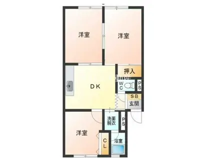 朝日町マンション(3DK/1階)の間取り写真