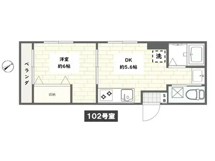 AKマンションII(1DK/1階)の間取り写真
