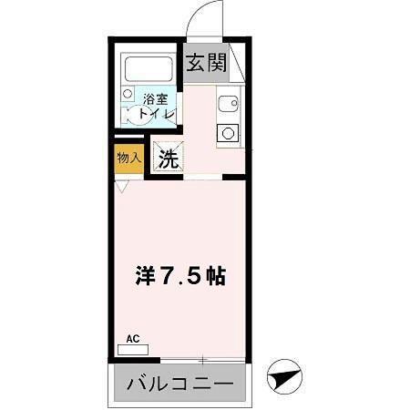 メゾンドアヴニール名谷(ワンルーム/2階)の間取り写真