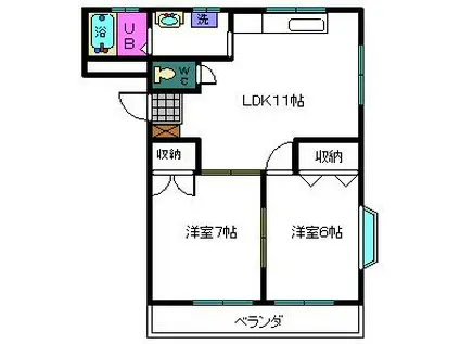 フェリース池田(2LDK/2階)の間取り写真