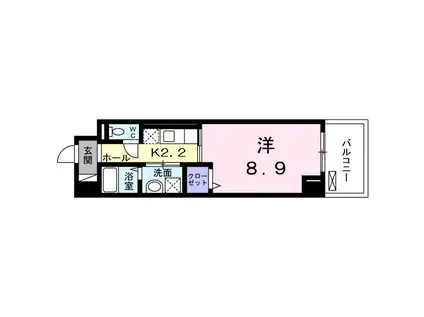 ソワ・リヴィエール(1K/3階)の間取り写真