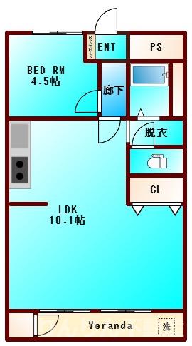 第4三宅ビル(1LDK/4階)の間取り写真