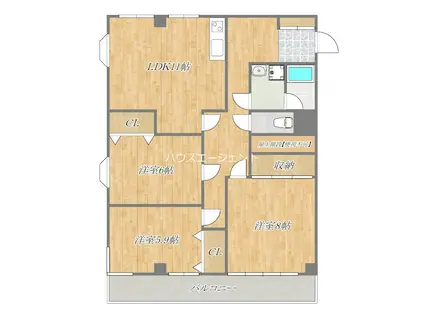 リカーハイツ(3LDK/3階)の間取り写真