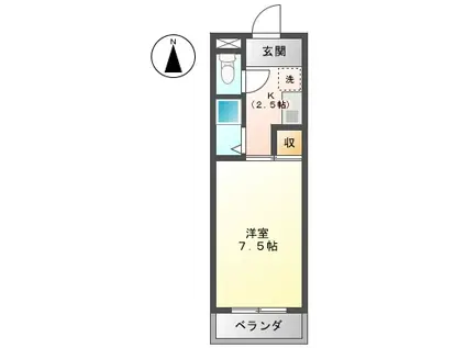 スカイレジデンス(1K/6階)の間取り写真