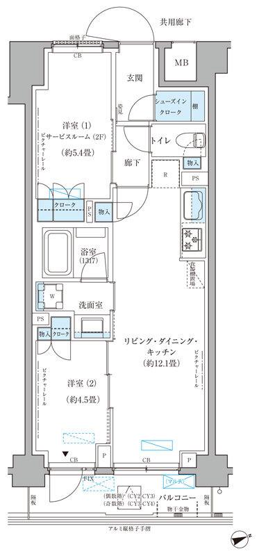 パークアクシス文京本郷(2LDK/7階)の間取り写真