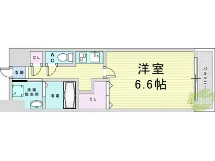 メロディア新北野(1K/3階)の間取り写真