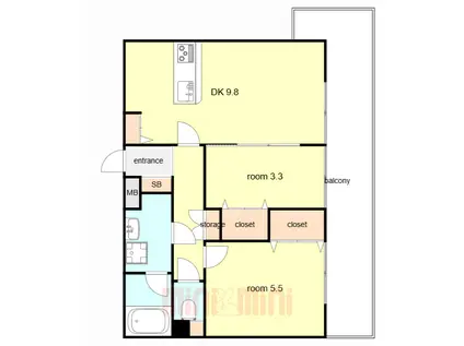 ブライトガーデン(2DK/1階)の間取り写真