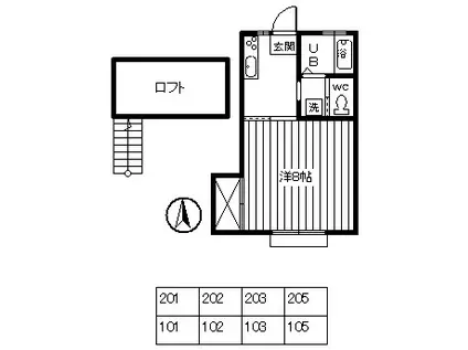 うらしまハイツ(1K/2階)の間取り写真