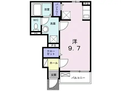 シャンドフルール(ワンルーム/1階)の間取り写真