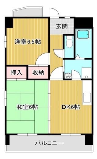 リーブ田の上(1LDK/6階)の間取り写真