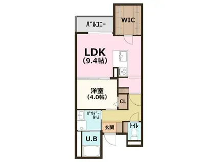 ぱくたうんルナ名古屋(1LDK/5階)の間取り写真