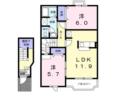 エスペランス・K(2LDK/2階)の間取り写真