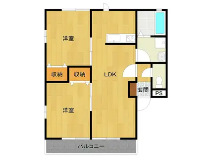 レオニスB(2LDK/1階)の間取り写真