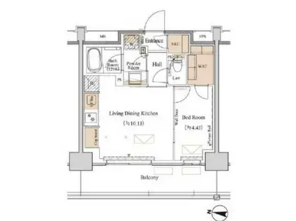 ブランシエスタ木場(1LDK/7階)の間取り写真