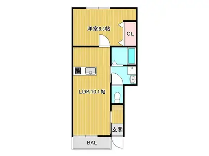 サンキュ阿南(1LDK/1階)の間取り写真