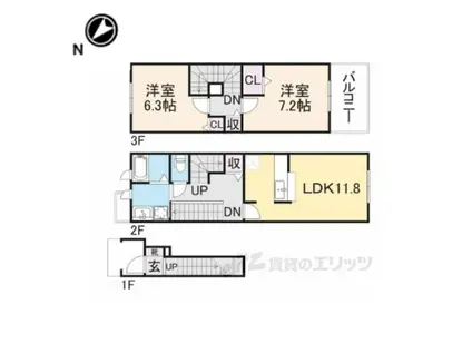 フォンド・ヴィラ(2LDK/1階)の間取り写真