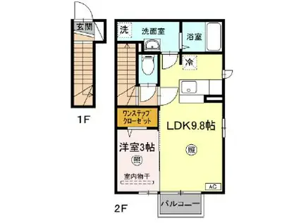 D-ROOM椿102(1LDK/2階)の間取り写真