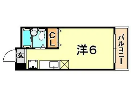 カサブランカ鈴蘭台(ワンルーム/2階)の間取り写真