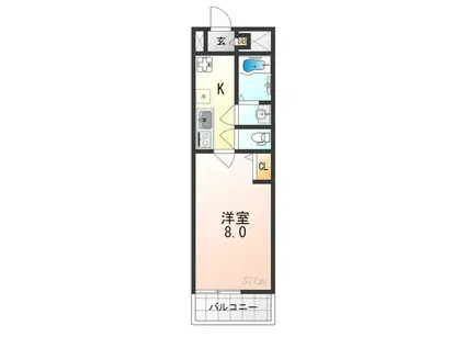 フラッティ千本今出川(1K/3階)の間取り写真