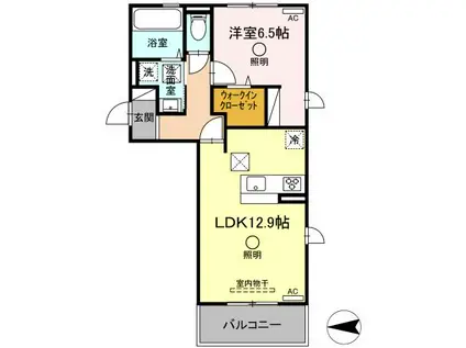エーデル(1LDK/1階)の間取り写真