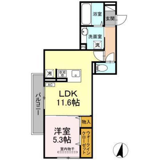アルカディア中山(1LDK/2階)の間取り写真