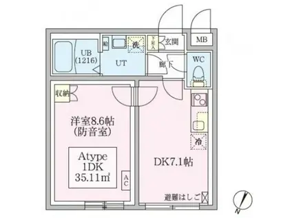 スカイラシクラス田園調布本町(1DK/3階)の間取り写真