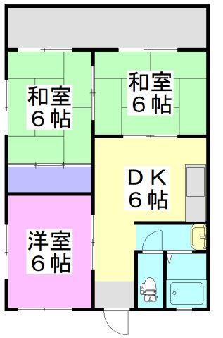 コーポ沖(3DK/4階)の間取り写真