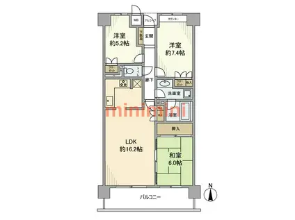 パームズコート茨木パークホームズ(3LDK/4階)の間取り写真