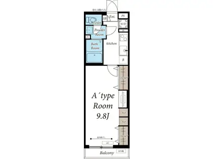 ラビス東照宮(1K/1階)の間取り写真