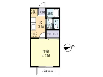 シャインハーモニー(1K/2階)の間取り写真