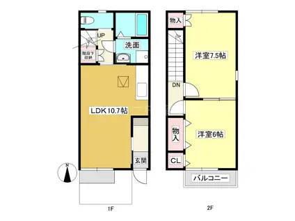 サニーハイツ平田(2LDK/1階)の間取り写真