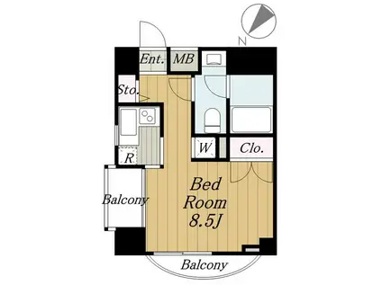 プラザスズキ(ワンルーム/4階)の間取り写真