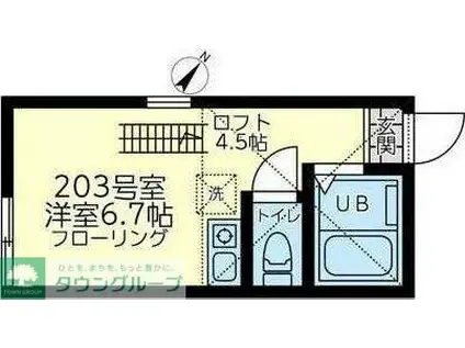 ユナイト新子安カテリーナ(ワンルーム/2階)の間取り写真
