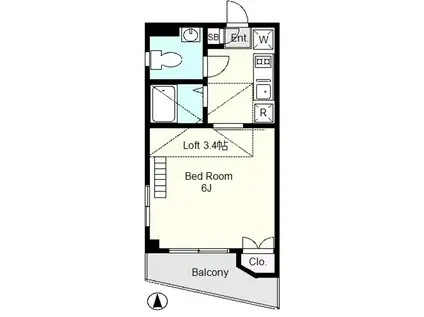 キャスル中野壱番館(1K/4階)の間取り写真