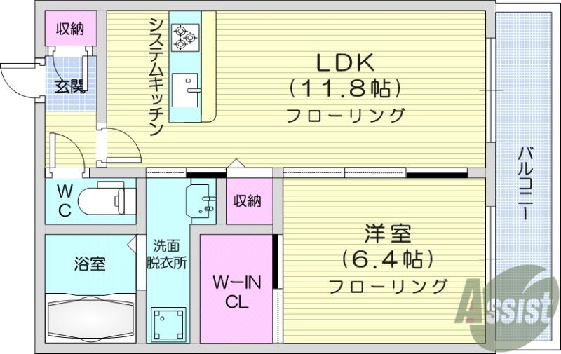VIVO CASA(1LDK/3階)の間取り写真
