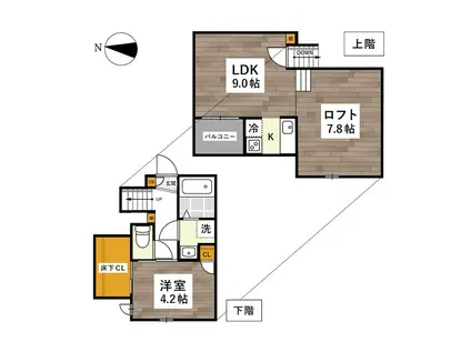 ADC南高江(1LDK/1階)の間取り写真