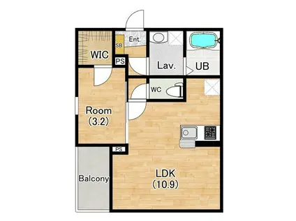 ジーメゾン和泉大宮ソル(1LDK/1階)の間取り写真