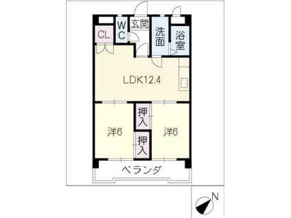 リバーサイドつるぎ(2LDK/3階)の間取り写真