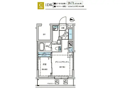 WEAVE BASE -OJI KAMIYA 王子神谷(1LDK/4階)の間取り写真