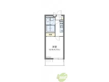 クレイノ清都III(1K/3階)の間取り写真