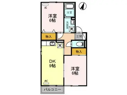 サニーグリーン北喜(2DK/1階)の間取り写真