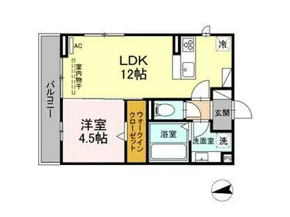 D-SQUARE 湊町II(1LDK/2階)の間取り写真
