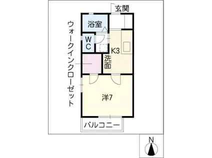 ラ・フォーレ西志賀II(1K/1階)の間取り写真