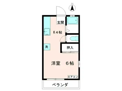 コーポけやき(ワンルーム/2階)の間取り写真